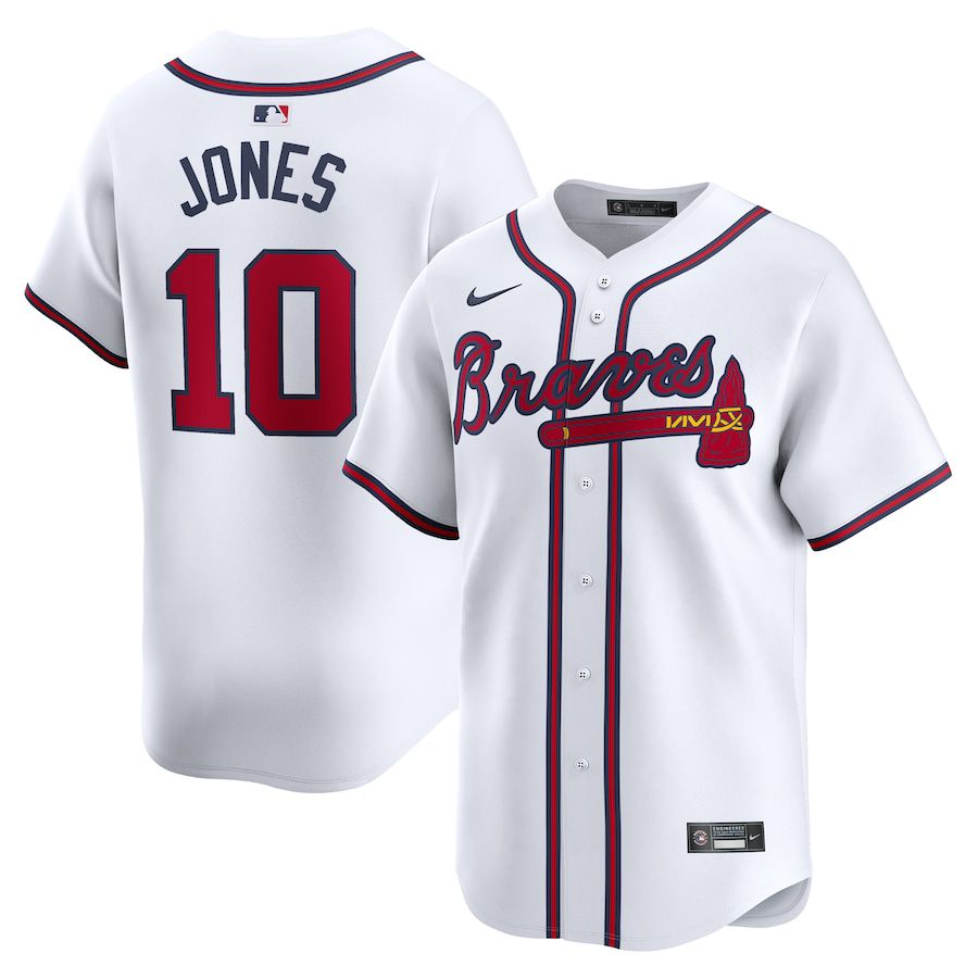 Men Atlanta Braves #10 Chipper Jones Nike White Home Limited Player MLB Jersey->atlanta braves->MLB Jersey